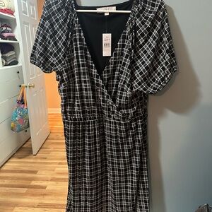 LOFT Black and White Plaid Women's Dress